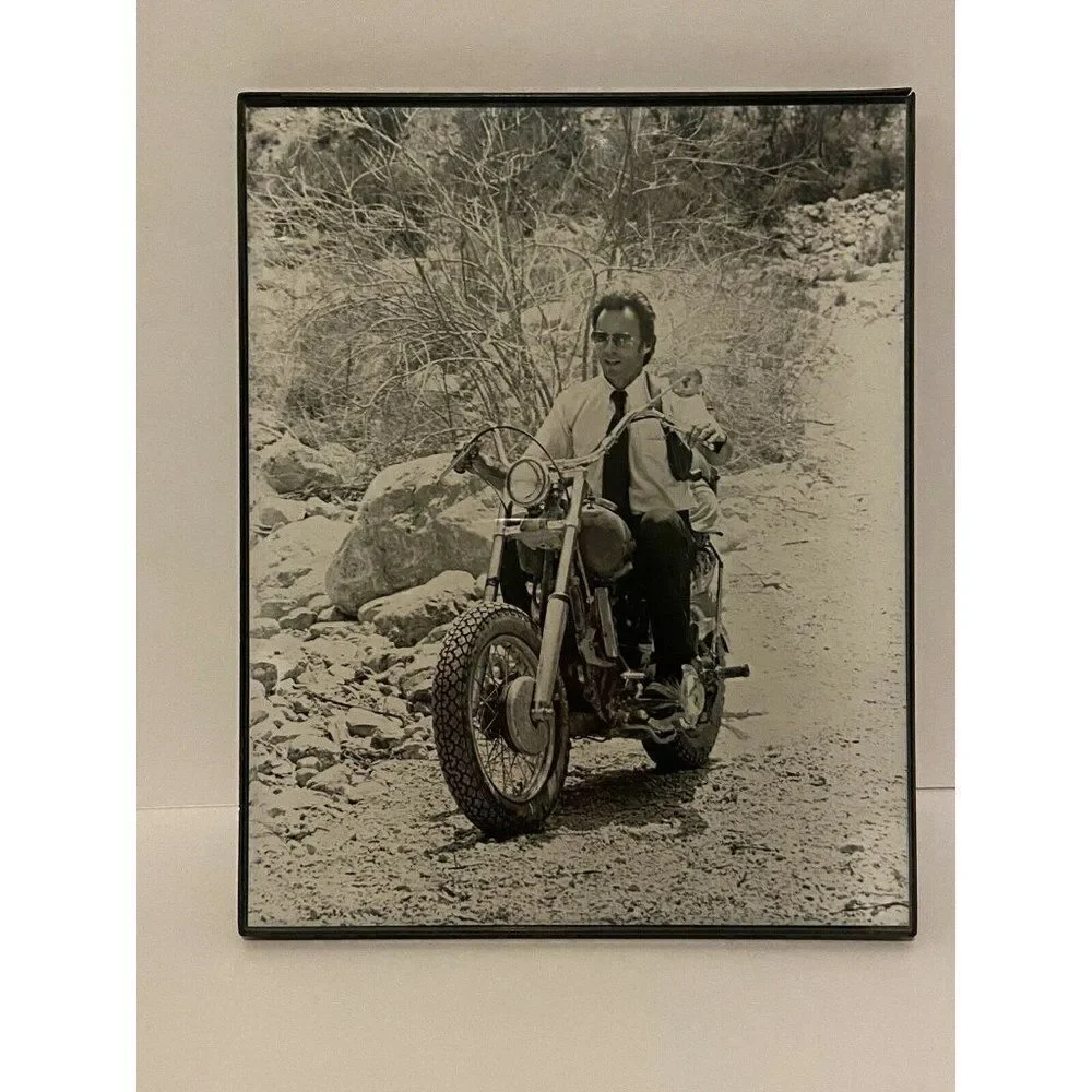 (2) Vintage Marlon Brando picture Triumph Bike, Clint Eastwood on Bike both 8X10